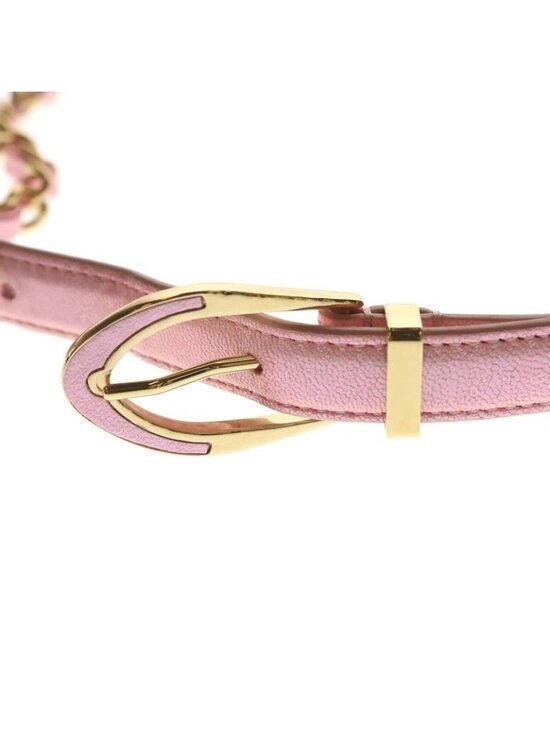 Chanel CC Logo Leather Chain Belt Pink Gold main image 4